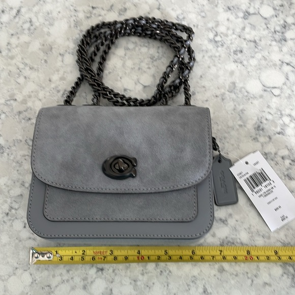 Gray Mini Coach Shoulder Bag with Adjustable Chain Strap - Picture 8 of 9